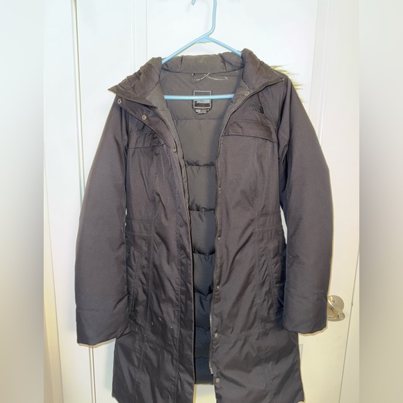 The North Face Arctic Parka Goose Down Hyvent Fur Hood Black Coat Womens Small - Picture 3 of 8